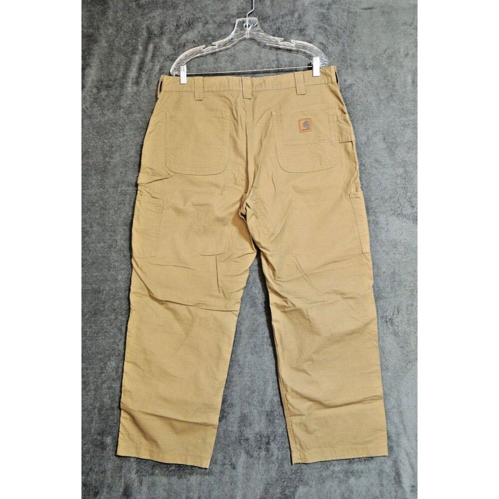 Carhartt Work Pants Mens 38x32 Khaki B151-DKH Loose Fit Canvas Carpenter Rugged - Picture 2 of 9